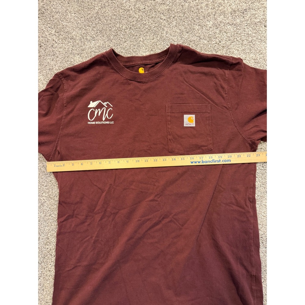Carhartt Long Sleeve Shirt Men L Tall Maroon CMC Home Solutions Pocket Tee Work* - Picture 7 of 11